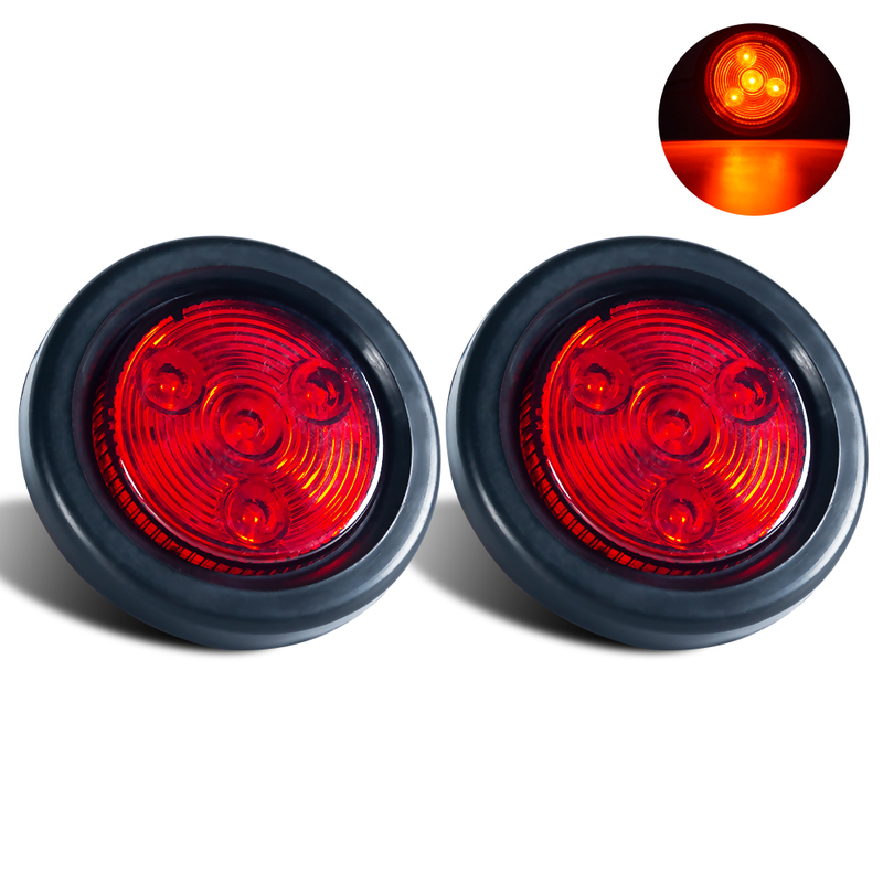 2 "丸い赤/琥珀色のLEDサイドマーカーライト