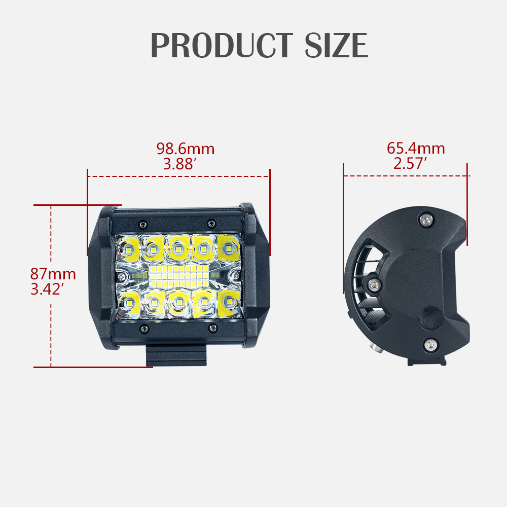 60W長方形4インチLEDワークバルブ