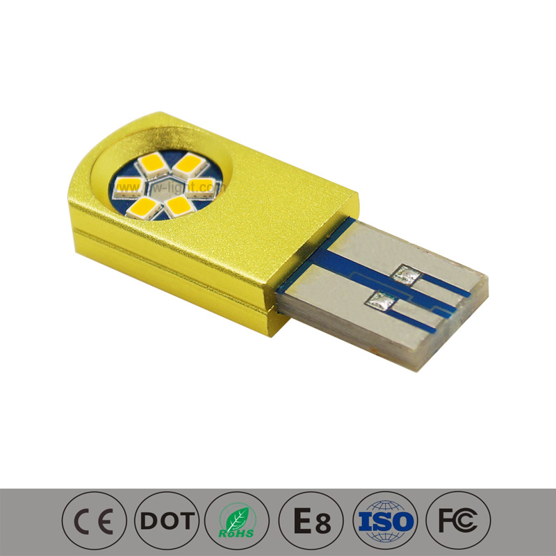 T10 USB LED黄色のLED車のインテリア電球